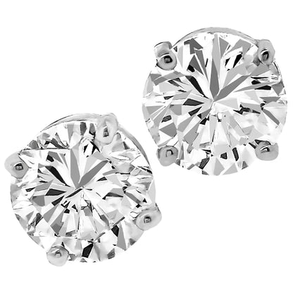 GIA Certified Diamond Stud Earrings in 14 Karat White Gold