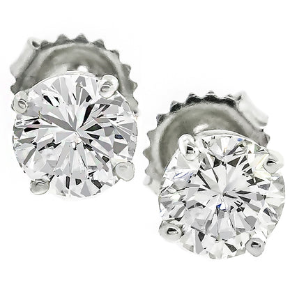 GIA Certified Diamond Stud Earrings in 14 Karat White Gold