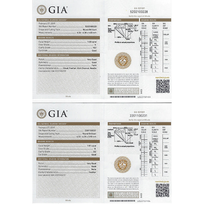 GIA Certified Diamond Stud Earrings in 14 Karat White Gold