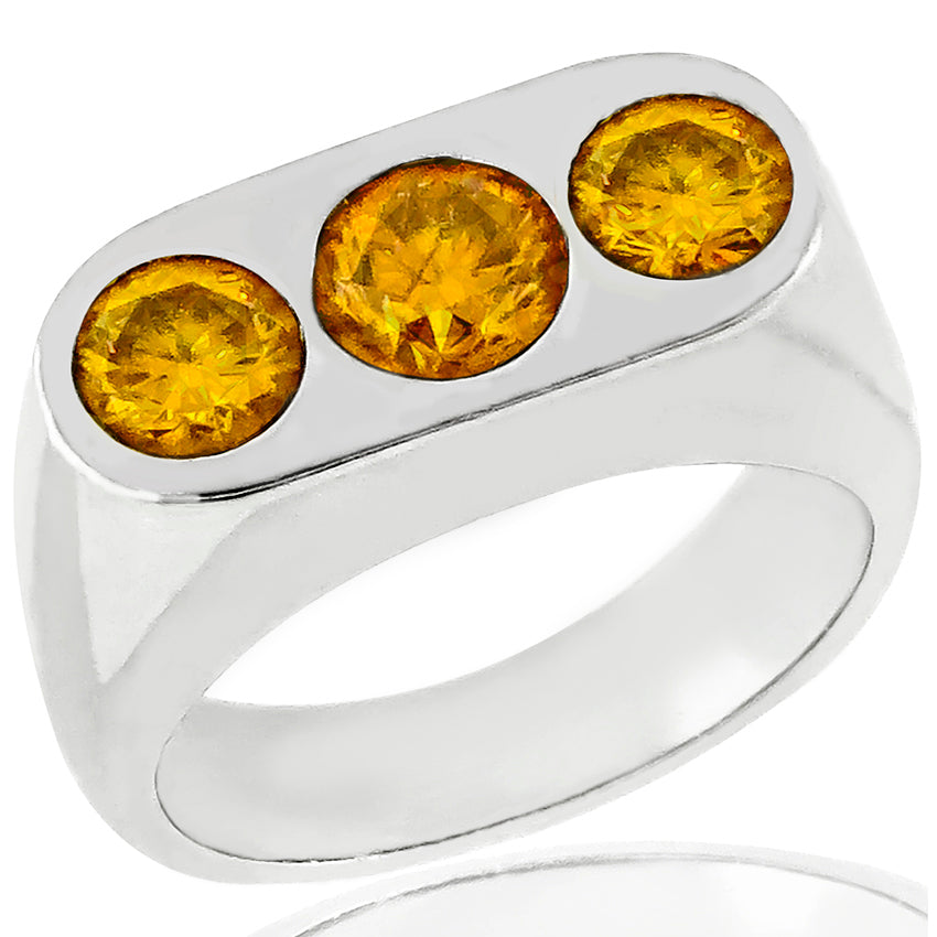 Estate 1.20ct Round Brilliant Fancy Intense Orange Diamond 14k White Gold Ring