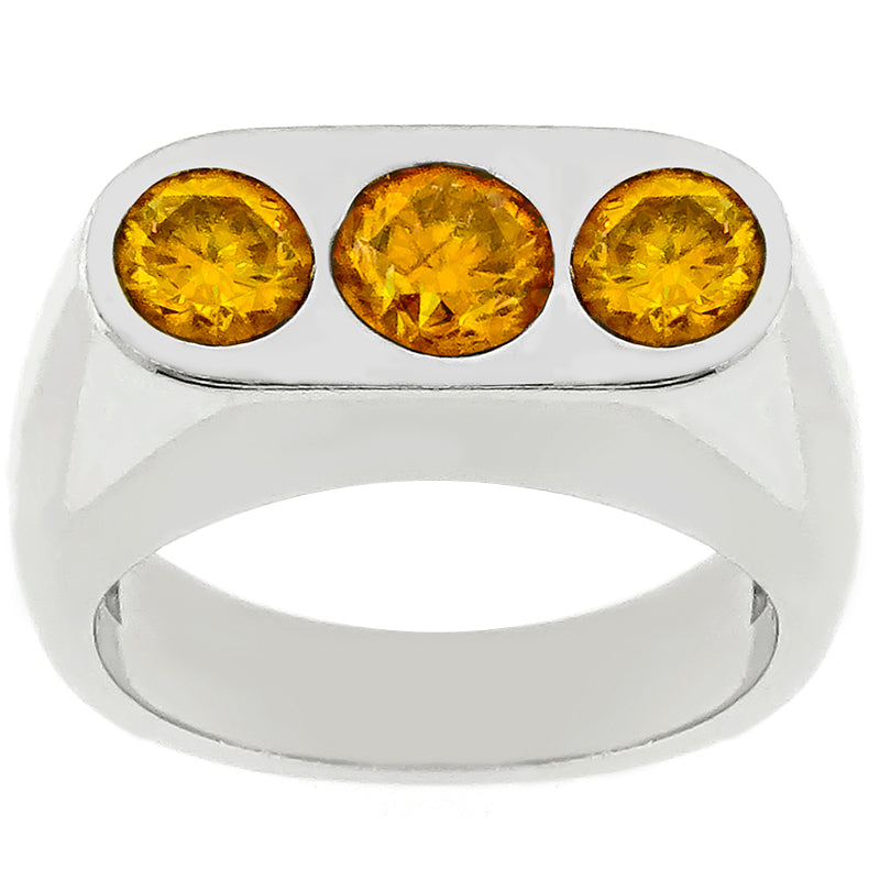 Estate 1.20ct Round Brilliant Fancy Intense Orange Diamond 14k White Gold Ring