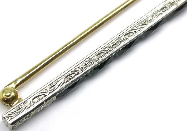 Bailey, Banks & Biddle Platinum and Yellwo Gold Onyx Diamond Pin