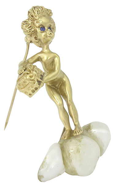 Baroque Pearl Gold Cupid Pin