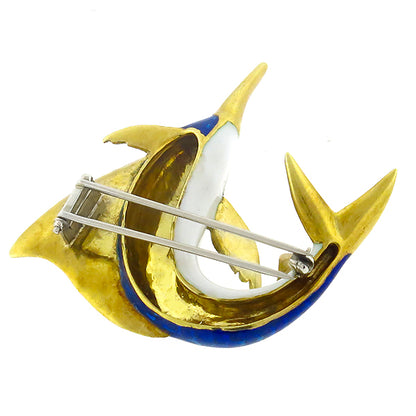 Blue Marlin Enamel Gold Pin