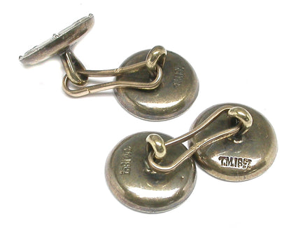 Boucheron Paris Victorian 18k White  Gold  Mother of Pearl Diamond  Cufflinks