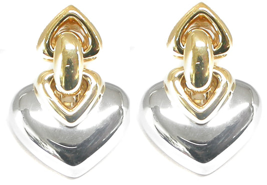 Bvlgari Gold Door Knocker Heart Earrings