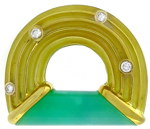 Christopher Walling 0.25ct Diamond Jade Gold Pin