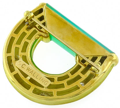 Christopher Walling 0.25ct Diamond Jade Gold Pin