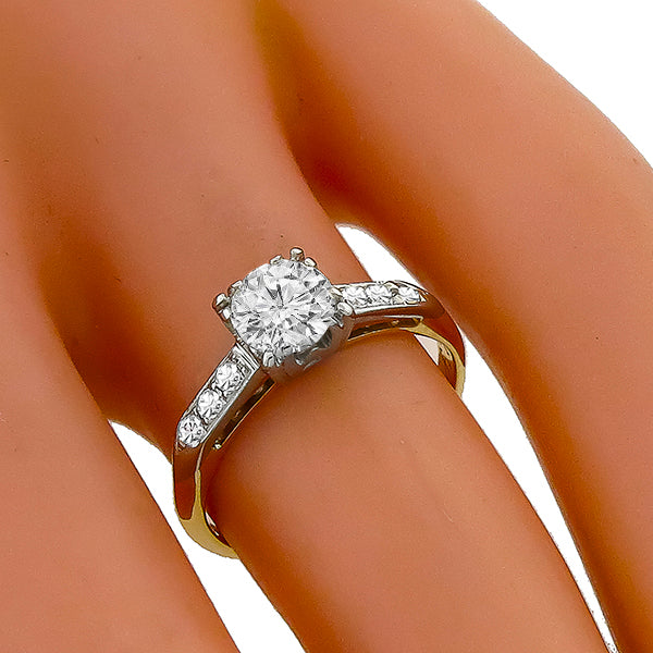 Circa 1938 0.65ct Old Mine Cut Diamond 14k Yellow & White Gold Engagement Ring