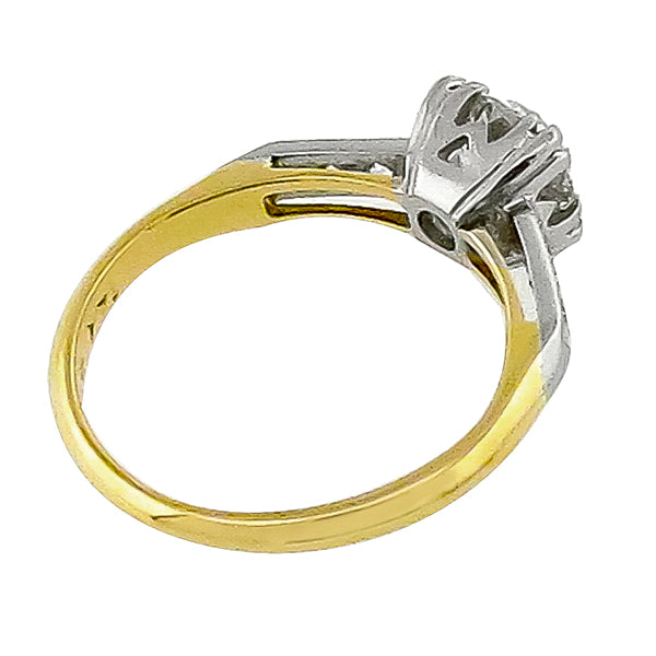 Circa 1938 0.65ct Old Mine Cut Diamond 14k Yellow & White Gold Engagement Ring