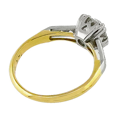 Circa 1938 0.65ct Old Mine Cut Diamond 14k Yellow & White Gold Engagement Ring