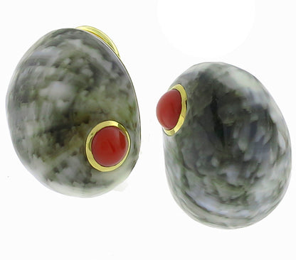 Coral Shell  Gold Earrings By Trianon