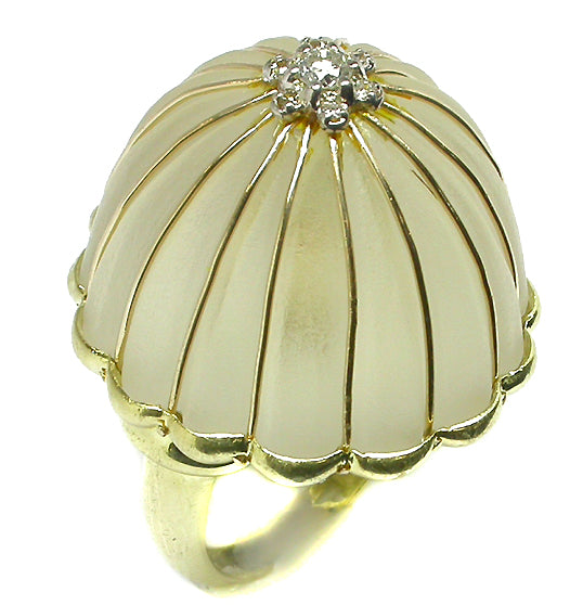 Crystal &  Diamond 18k Yellow Gold Cocktail Ring