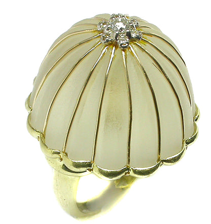 Crystal &  Diamond 18k Yellow Gold Cocktail Ring