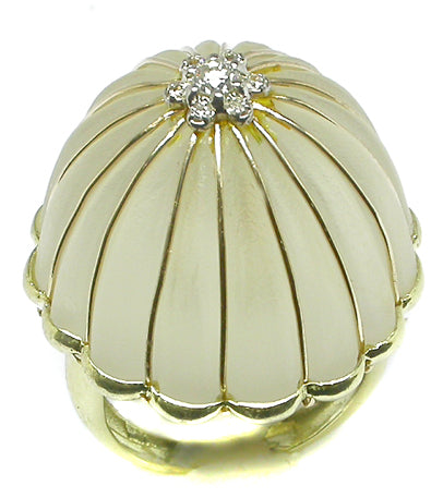 Crystal &  Diamond 18k Yellow Gold Cocktail Ring