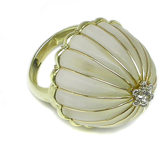 Crystal &  Diamond 18k Yellow Gold Cocktail Ring