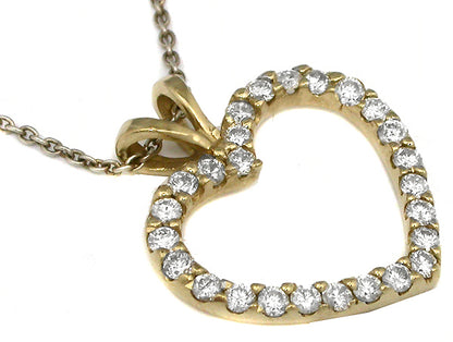 Diamond 14k Yellow Gold Open Heart Pendant