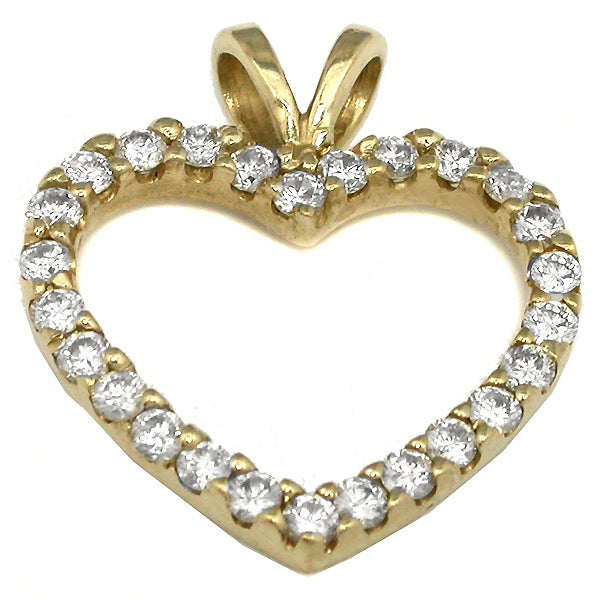 Diamond 14k Yellow Gold Open Heart Pendant