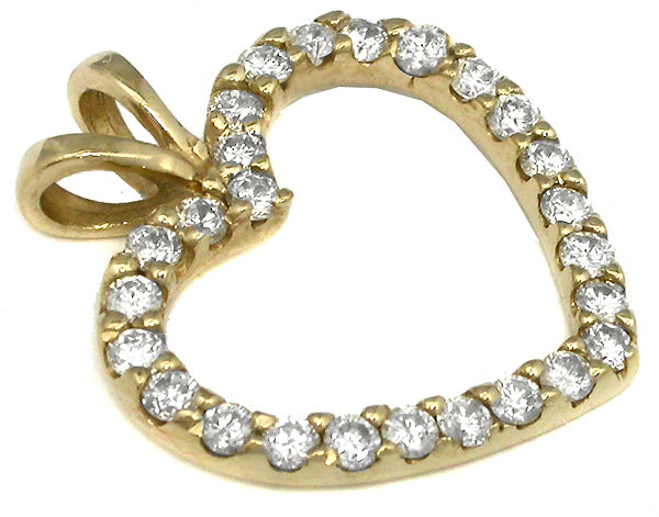 Diamond 14k Yellow Gold Open Heart Pendant
