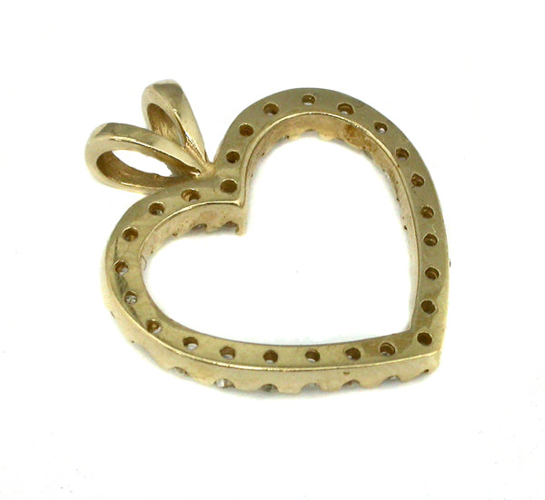 Diamond 14k Yellow Gold Open Heart Pendant