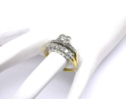Diamond 14k Yellow & White Gold Engagement Ring & Wedding Band