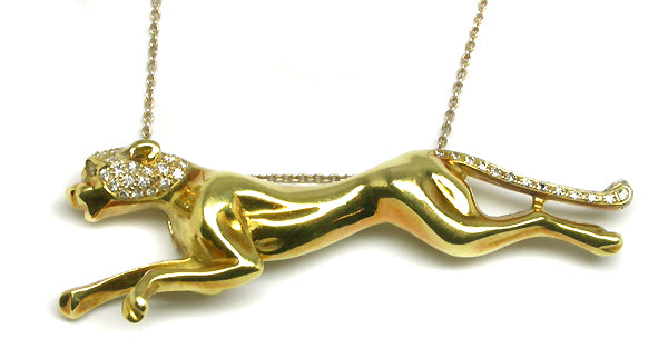 Diamond  18k Yellow Cheetah Pendant