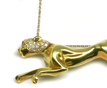 Diamond  18k Yellow Cheetah Pendant
