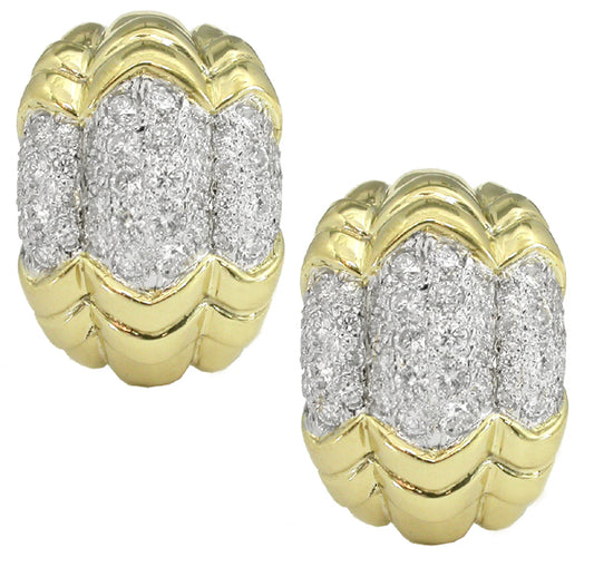 Diamond 18k Yellow and White Gold Earrings