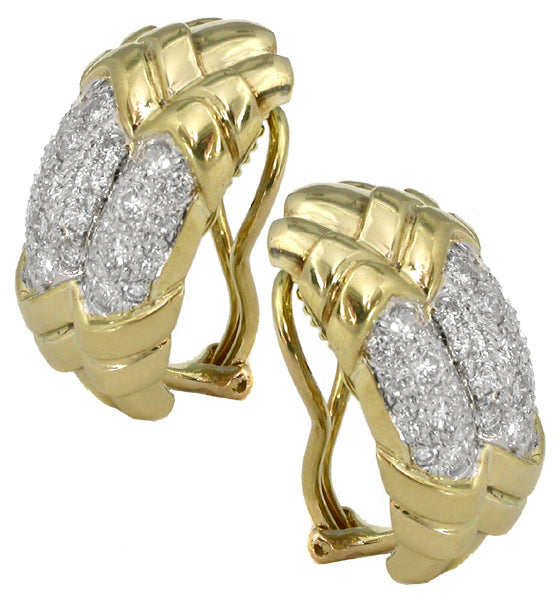 Diamond 18k Yellow and White Gold Earrings