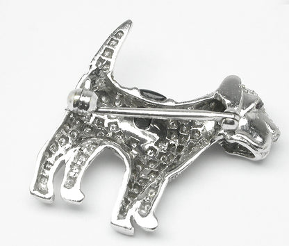 Diamond Onyx Ruby Platinum Dog Pin