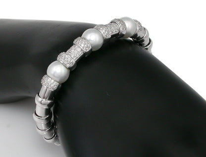 Diamond Pearl 18k Gold Bangle