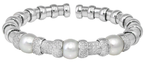 Diamond Pearl 18k Gold Bangle