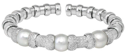 Diamond Pearl 18k Gold Bangle