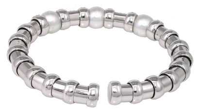 Diamond Pearl 18k Gold Bangle