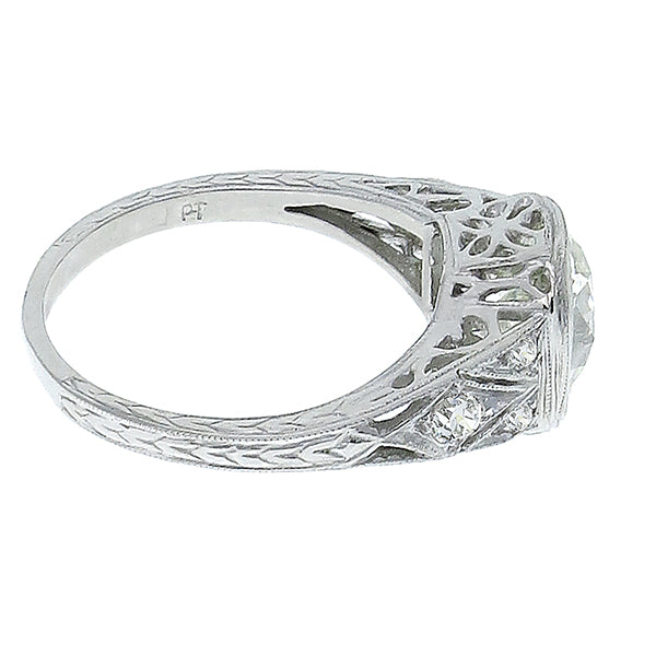 Vintage Art Deco 2.27ct Cushion Cut Diamond Platinum Engagement Ring