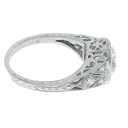 Vintage Art Deco 2.27ct Cushion Cut Diamond Platinum Engagement Ring