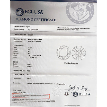 EGL  1.16ct Diamond Engagement Ring