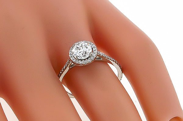 GIA Certified 1.00ct Diamond Halo Engagement Ring