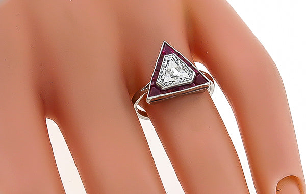 EGL Certified 1.17ct Diamond 0.40ct Ruby Engagement Ring