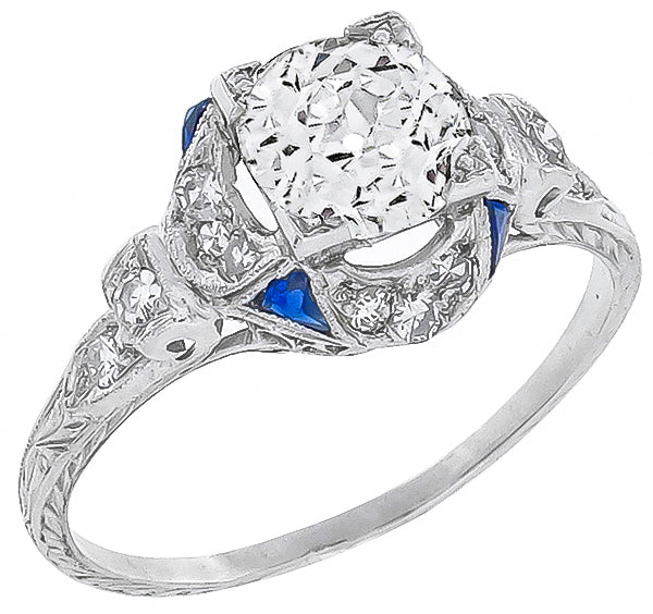 EGL Certified 1.31ct Diamond Antique Engagement Ring