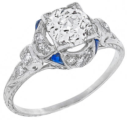 EGL Certified 1.31ct Diamond Antique Engagement Ring