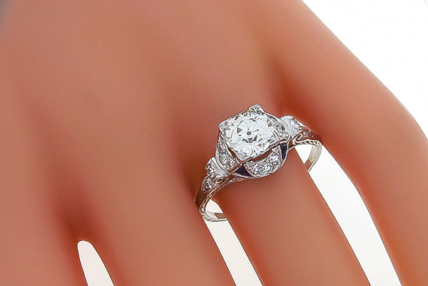 EGL Certified 1.31ct Diamond Antique Engagement Ring