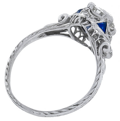 EGL Certified 1.31ct Diamond Antique Engagement Ring