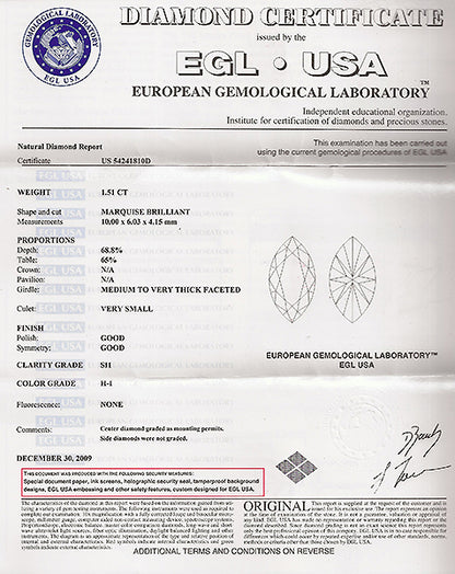 EGL Certified 1.51ct Diamond Engagement Ring