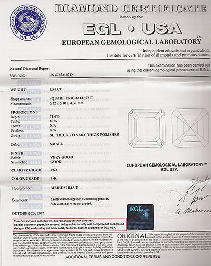 EGL Certified 1.54ct Diamond Engagement Ring