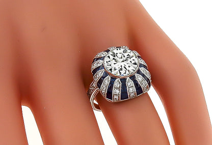 EGL Certified 3.13ct Diamond Sapphire Ring