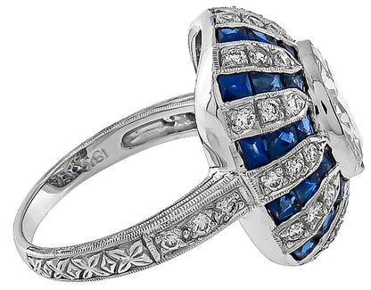 EGL Certified 3.13ct Diamond Sapphire Ring