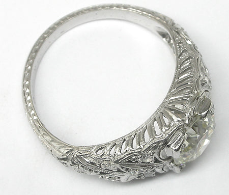 EGL Certified H-I VS2 1.37ct Old European Diamond Platinum Engagement Ring