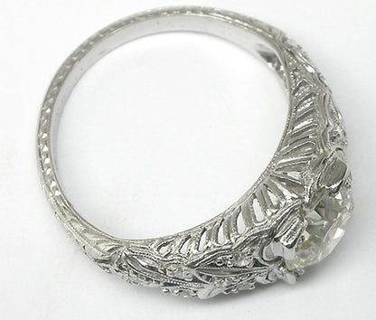 EGL Certified H-I VS2 1.37ct Old European Diamond Platinum Engagement Ring