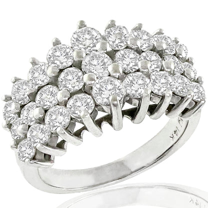 Estate 2.16ct Round Cut Diamond Cluster 14k White Gold Ring